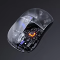 Transparent Computer Mouse With Clear Casing Internal Circuit Board And Orange LED Light 3d model