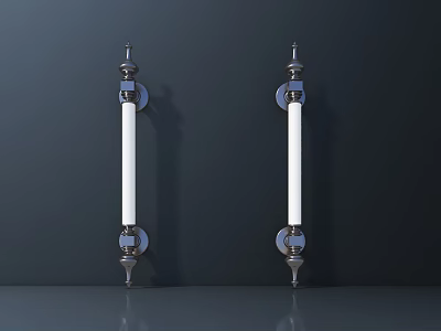 Modern Silver Metal Handles With White Accent And Decorative Ends Wall Mounted Design 3d model