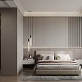 Modern Bedroom Interior Design With Upholstered Headboard Nightstands Pendant Lights And Area Rug