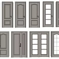 Modern Hinged Doors With Various Styles Including Single Double And Glass Panel Designs 3d model