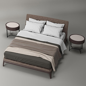 Modern Double Bed Simple Bedding Combination 3d model