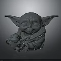 Adorable Big Ears Smiling Character Holding Small Creature In Tender Arms