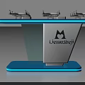 Modern Blue Display Shelf with Lienmusiteji Logo Illuminated Design and Top Stands