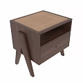 Modern Walnut Wood Bedside Table With Drawer Open Shelf And Unique A Shaped Legs