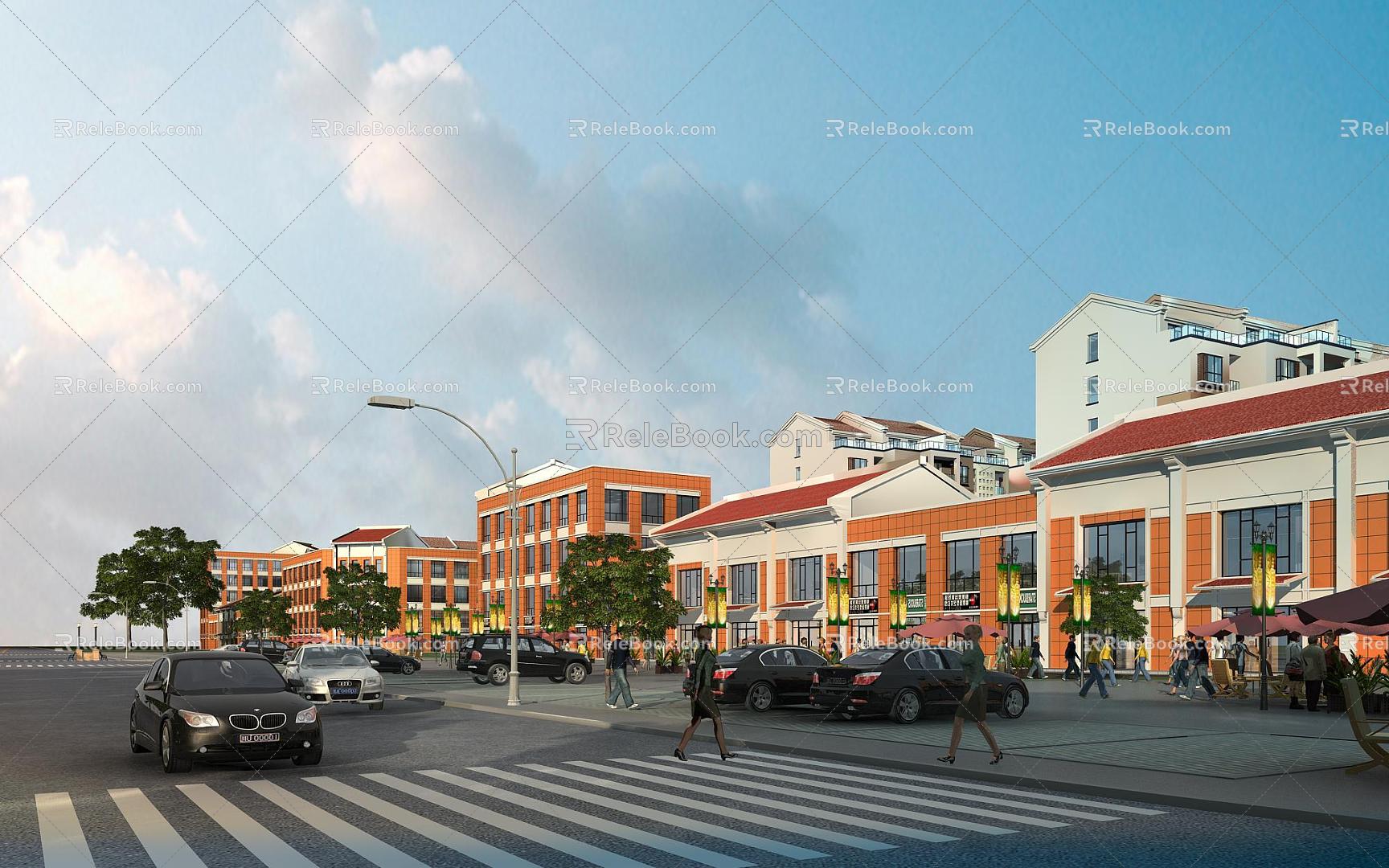 Modern Commercial Street Commercial Pedestrian Street Perspective 3d model