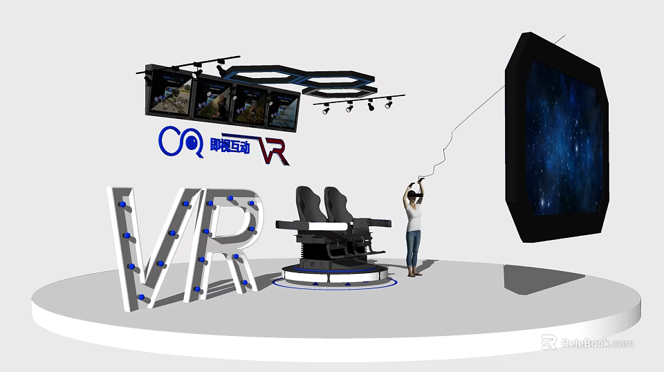Intelligent VR Machine with Immersive Experience Chair and Large Screen 3d model 