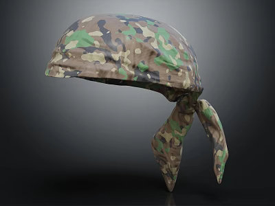 Camouflage Pattern Bandana With Tied Knot Design For Casual Fashion Accessory 3d model