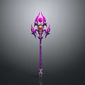 Ornate Purple Pink Staff With Glowing Gem And Intricate Decorative Details