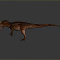 3D Dinosaur Model With Brown Orange Body Yellow Head Crest Open Mouth Gray Gradient Background