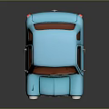 Cartoon Blue Car with Adorable Design and 3D Model Reflection on Black Surface