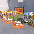 Outdoor Photo Spot With Colorful Market Stalls Tables And Urban Buildings
