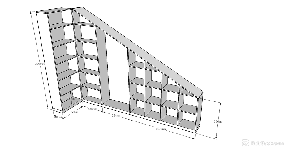 Decorative Cabinet With Structural Design Multiple Open Storage Shelves And Compartments 3d model 