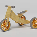 Wooden Children's Chair With Wheels Gray Seat And Orange Inner Wheel Accents