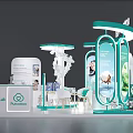 Purcotton Exhibition Booth Design With Curved Top Glass Cabinets And Product Displays