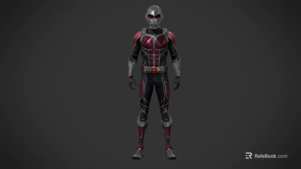 Game and Movie Character in Red Black Silver Armor Costume with Helmet 3D Design 3d model 