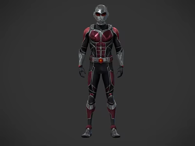 Game and Movie Character in Red Black Silver Armor Costume with Helmet 3D Design 3d model