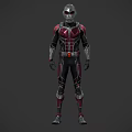 Game and Movie Character in Red Black Silver Armor Costume with Helmet 3D Design