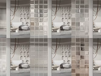 Modern partition glass brick screen partition 3d model
