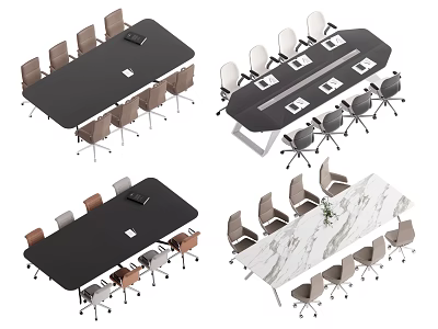 Modern Conference Tables With Various Chair Styles And Tabletop Designs 3d model