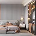 Modern Bedroom Interior Design With Cozy Bed Nightstands Pendant Lights And Green Plant