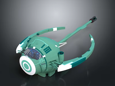 Green Cosmic Spacecraft Model With Transparent Cockpit And Circular Ring Structure Design 3d model