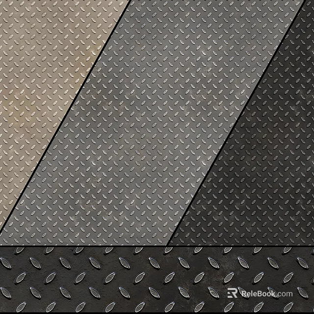 Three Colored Diamond Plate Metal Sheets With Textured Anti Slip Surface 3d model 