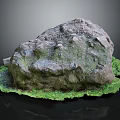 Natural Wooden Stone Decorative Rock With Textured Surface And Green Moss Accent