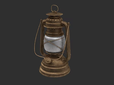 Vintage Brass Lantern With Glass Shade Metal Frame And Classic Design 3d model