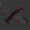 Detailed Green Military Airplane Model With Gray Wings And Angular Design Structure 3d model