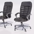 Black Leather Office Chair with Padded Backrest Armrests and Swivel Wheel Base