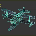 Vintage Biplane Airplane With Red Star On Wings And Metallic Finish