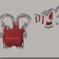 Modern Single Chair With Silver Curved Frame And Red Cushioned Seat Design