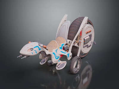 Futuristic Electric Vehicle Design With Large Wheels Blue Accents And Mechanical Structure 3d model