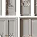 Elegant Gray Double Doors With Golden Handles And Decorative Details for Home Interior Design