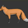 Low Poly Orange Fox Game Character With Gray Ears Legs And Tail 3d model