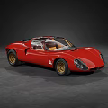 Red Classic Vintage Sports Car With Streamlined Body And Gold Wheels