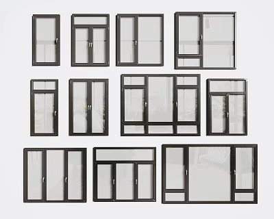 Modern Aluminum Casement Windows With Various Styles And Good Ventilation Design 3d model