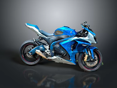 Blue Sport Motorcycle Featuring Sleek Design Aerodynamic Body And Black Seat 3d model