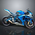 Blue Sport Motorcycle Featuring Sleek Design Aerodynamic Body And Black Seat
