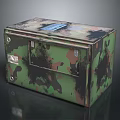 Camouflage Cargo Box With Metal Latches Blue Label And Secure Storage Design