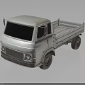 White Vintage Truck With Open Bed Single Cab And Dark Background Reflection 3d model