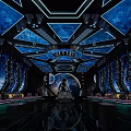 Starry Sky Themed KTV Lounge With Blue Hi Tech Lighting Sofas And Stage 3d model