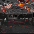 Luxury Club Interior Featuring Ornate Ceiling Circular Design And Mirrored Flooring