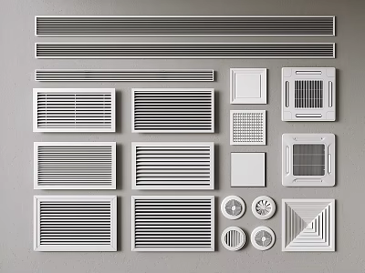 Various Types Of Air Conditioner Vents With Different Grille Designs For Home 3d model