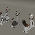 Modern Home Fitness Equipment With Stationary Bike Elliptical Trainer Recumbent Bike Digital Displays Brown Seats