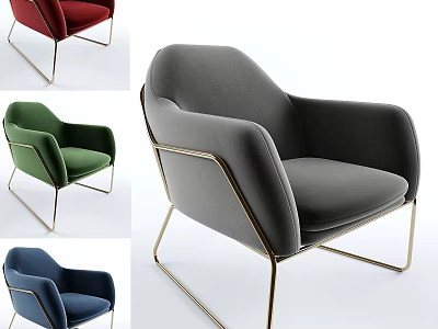Modern Accent Chair With Armrest Multiple Colors And Gold Metal Frame 3d model