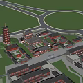 Ancient Chinese Architectural Complex With Black Tiled Roofs Ornate Eaves Green Lawns And Circular Pathway