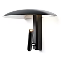 Modern Black Metal Wall Lamp With Curved Shade And Warm Ambient Lighting