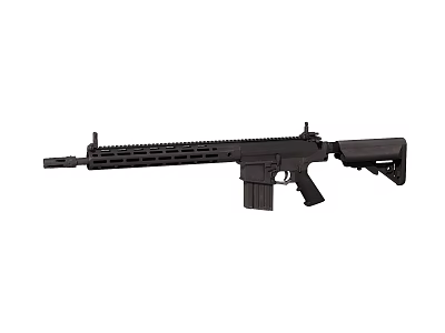 Modern Black Tactical Rifle With Long Barrel Handguard And Stock 3d model