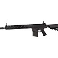 Modern Black Tactical Rifle With Long Barrel Handguard And Stock